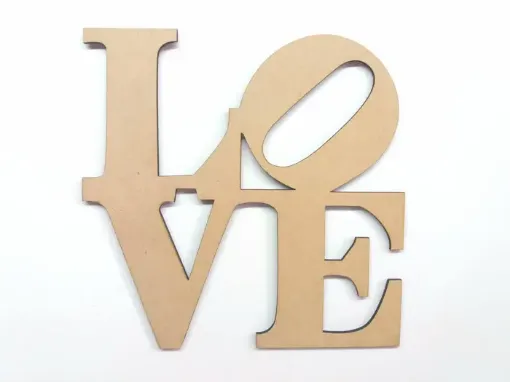 Imagen de Cartel de MDF corte laser Palabra "LOVE" de 20*20cms.