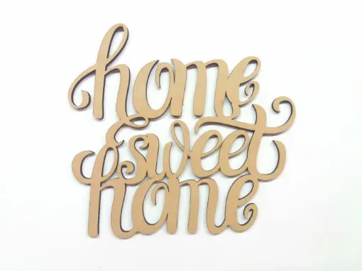 Imagen de Cartel de MDF corte laser Frase "home sweet home" de 16*15cms.