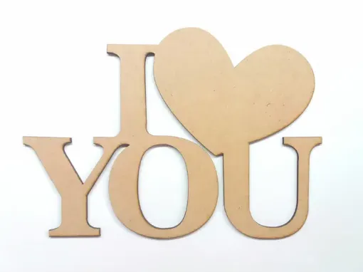 Imagen de Cartel de MDF corte laser Frase "i love you" de 29*21cms.