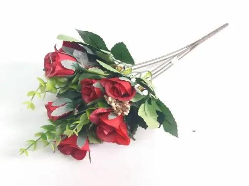 Imagen de Ramo de flores artificiales rosita con ilusion color Rojo
