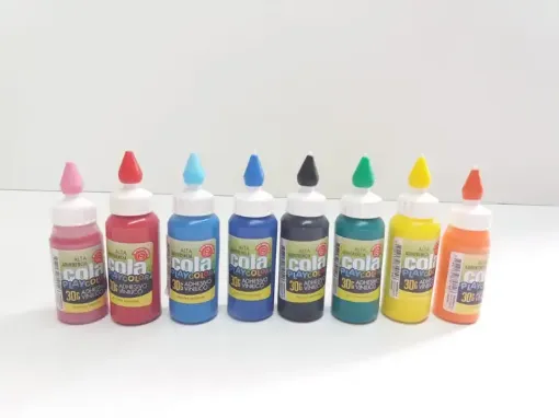 Imagen de Adhesivo vinilico cola "PLAY COLOR" de 30 grs. 8 colores diferentes