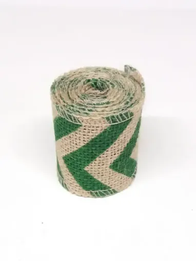 Imagen de Cinta de arpillera de 6cms. zigzag en rollo de 2mts. RB9629 color verde