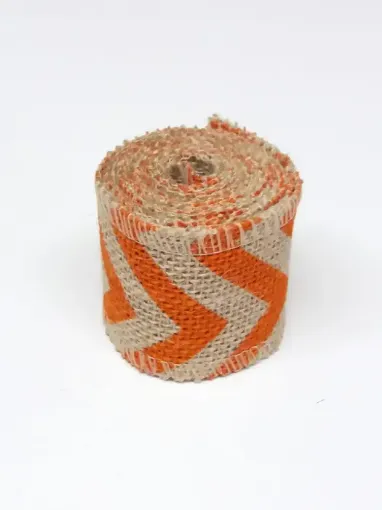 Imagen de Cinta de arpillera de 6cms. zigzag en rollo de 2mts. RB9629 color naranja