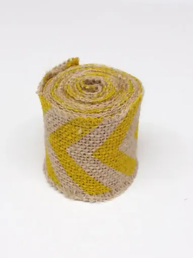 Imagen de Cinta de arpillera de 6cms. zigzag en rollo de 2mts. RB9629 color amarillo