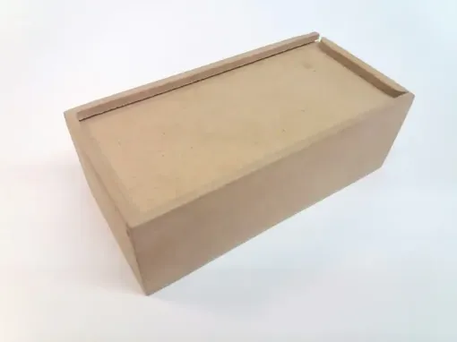 Imagen de Caja cartuchera de MDF con tapa corrediza portafichas de 18x9x6cms