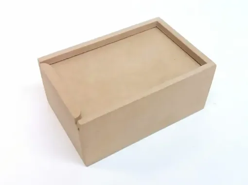 Imagen de Caja cartuchera de MDF con tapa corrediza portafichas de 12x8x5cms