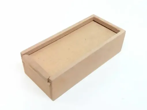 Imagen de Caja cartuchera de MDF con tapa corrediza portafichas de 7x15x4cms