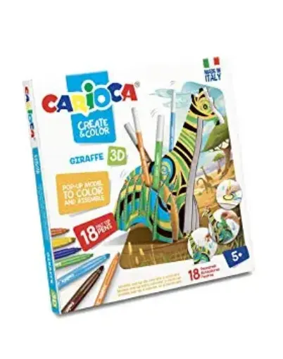 Imagen de Set infantil para colorear y construir CARIOCA CREATE & COLOR con 18 marcadores Portalapices Jirafa