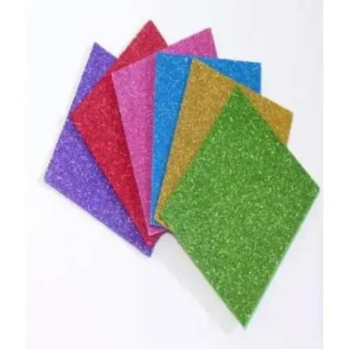 Imagen de Papel glace de colores Glitter "TABARE" x15 hojas de 11x11cms