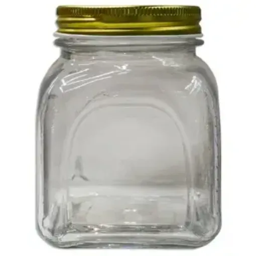 Imagen de Frasco de vidrio labrado cuadrado tapa rosca metalica (8.5*8.5)11.5cms 