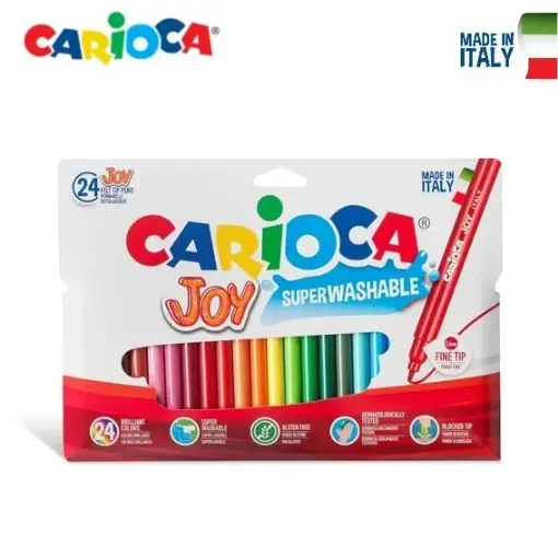 Imagen de Marcadores "CARIOCA" finos Joy superlavables Estuche de 24 colores