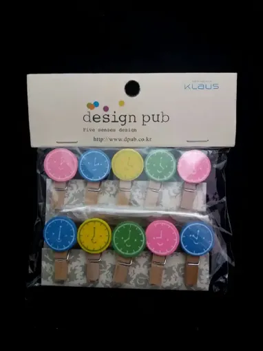 Imagen de Set pins clip palillitos con calado de MDF color *10 unidades 24909L relojes