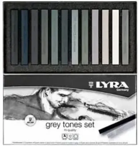 Imagen de Pastel tiza pastel crayons "LYRA" estuche de 12 colores con tonos grises