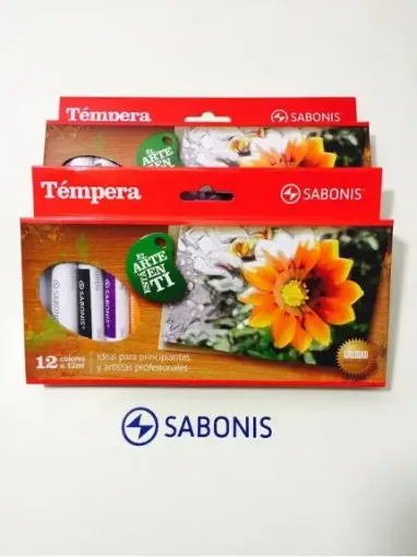 Imagen de Tempera "SABONIS" caja de 12 pomos de 12ml. 