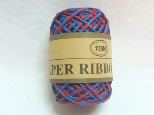 Imagen de Hilo de papel colores en carretel de 10mts. Bicolor RB9634 azul con rojo