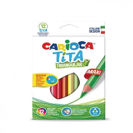 Imagen de Lapices "CARIOCA" Tita Maxi punta 4mms set de 12 colores brillantes
