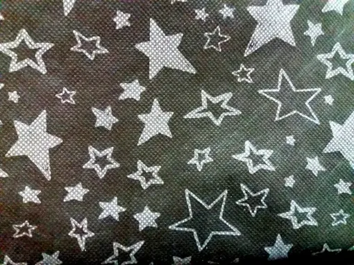 Imagen de Tnt estampado para manualidades de 70x100cms modelo estrellas plateadas con fondo negro