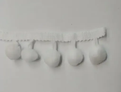 Imagen de Galon de pompones mini de 1cms de ancho Color Blanco por Metro