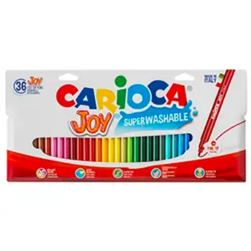 Imagen de Marcadores "CARIOCA" finos Joy superlavables Estuche de 36 colores