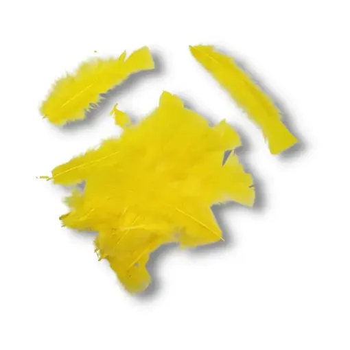 Imagen de Plumas de pavo de 7 a 17cms en paquete de 5grs x30 unidades aprox Color Amarillo yellow