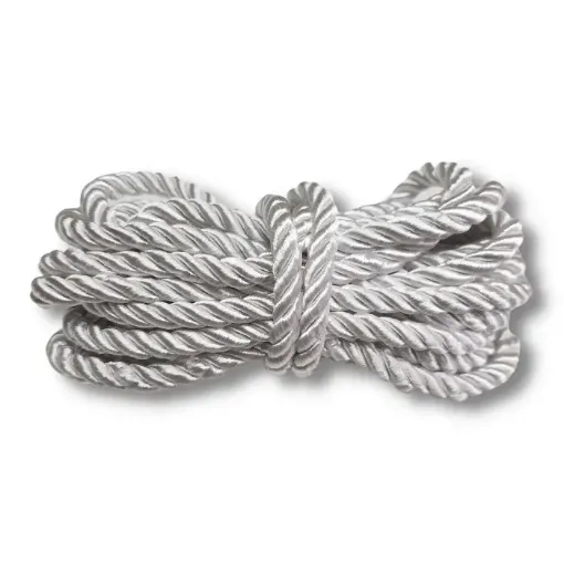 Imagen de Cordon de seda trenzado perlado de 5mms por 3mts color Blanco