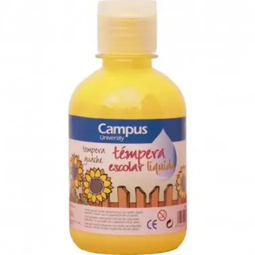 Imagen de Tempera escolar liquida CAMPUS College en botella de 250ml. color amarillo