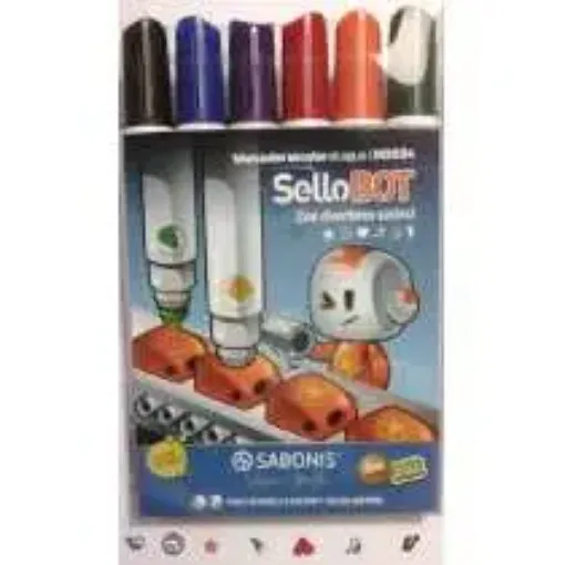 Imagen de Marcadores gruesos con sellitos "SABONIS" 6 Colores