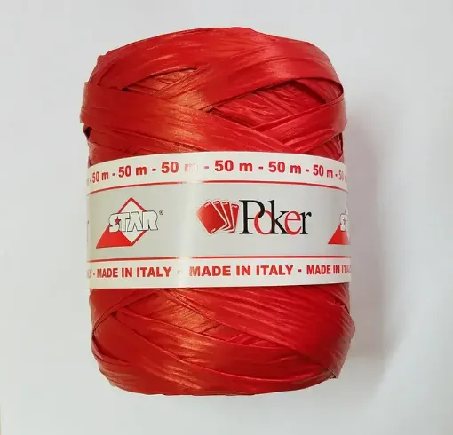 Imagen de Cinta de papel trenzado "POKER" "STAR" color rojo *5 mts