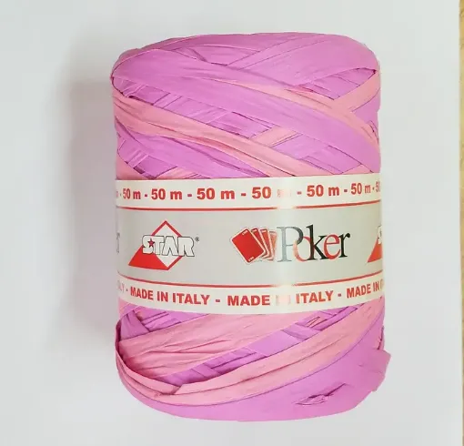 Imagen de Cinta de papel trenzado "POKER" "STAR" color rosado con lila *5 mts