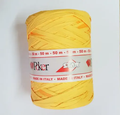 Imagen de Cinta de papel trenzado "POKER" "STAR" color amarillo con naranja *5 mts