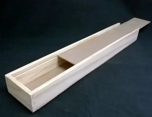 Imagen de Caja cartuchera de pino con tapa corrediza de mdf  para agujas de 53x9x5cms