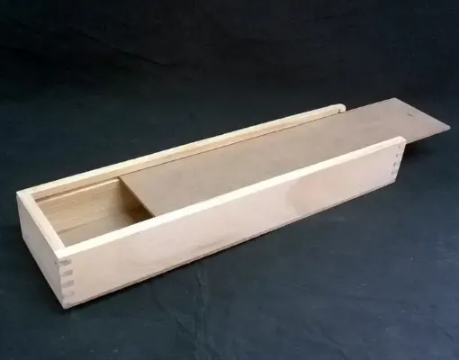 Imagen de Caja cartuchera de pino con tapa corrediza de mdf  para pinceles de 36x9x5cms