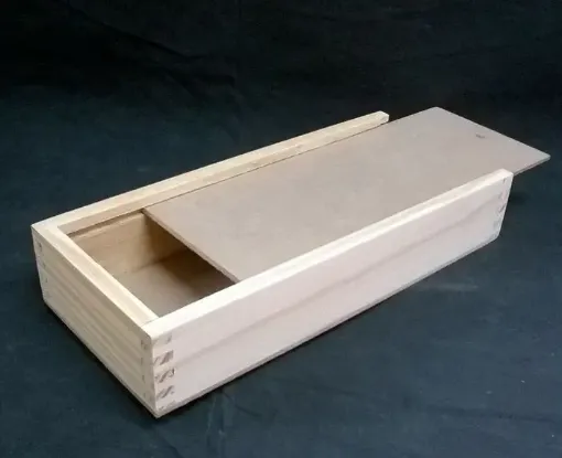 Imagen de Caja cartuchera de pino con tapa corrediza de mdf  para lapices 26x11x5cms
