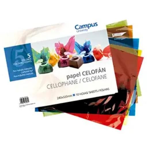 Imagen de Block de papel celofan "CAMPUS UNIVERSITY" *5 colores diferentes