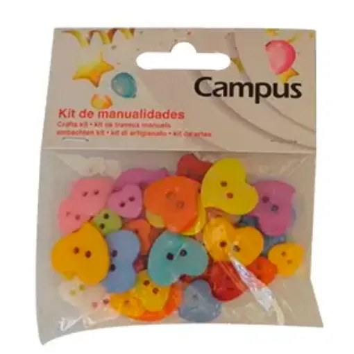 Imagen de Confetti "CAMPUS" botones de plastico forma corazon por 40 unidades