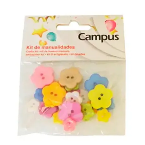 Imagen de Confetti "CAMPUS" botones de plastico forma de flores por 25 unidades