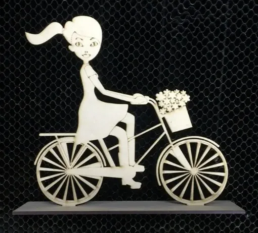 Imagen de Bicicleta con base de MDF corte laser chica con flores