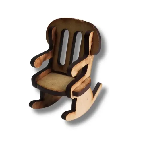 Imagen de Mueble de MDF de casita para Familia mini modelo silla mecedora 3.5x4.5x5.5cms