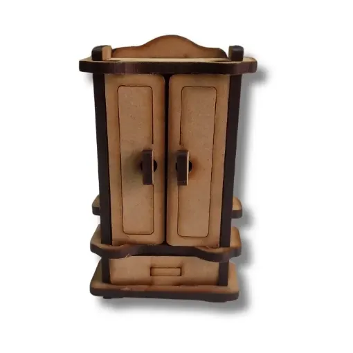 Imagen de Mueble de MDF de casita para Familia mini modelo Ropero con puertas 5.5x2x9cms
