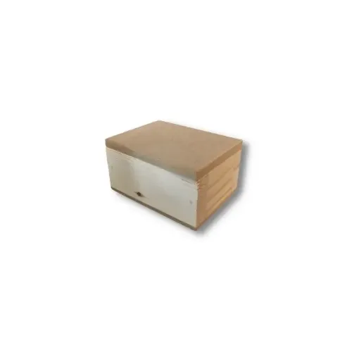 Imagen de Caja de madera de pino con tapa de encastre de MDF de 5mms forma rectangular de 6x8x4cms