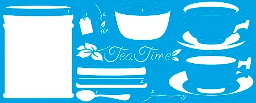 Imagen de Stencil marca "LITOARTE" 17x42 cms. cod.STG-073 Tea Time