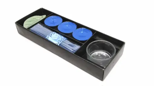 Imagen de Set aromatico portavelas de vidrio con velas DN274