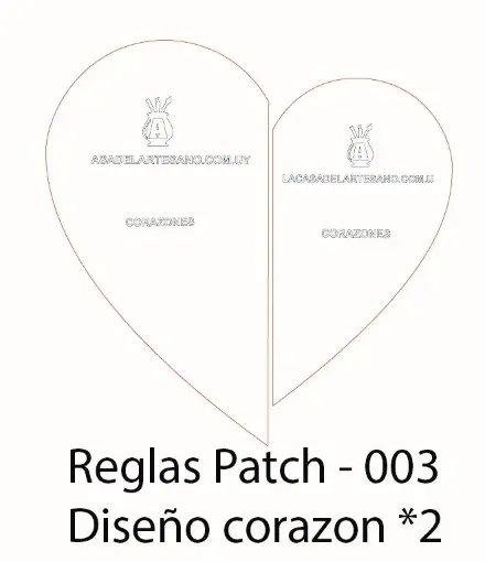 Imagen de Regla para Patchwork nro003 de acrilico quilting ruler LA CASA DEL ARTESANO modelo 2 medios corazones