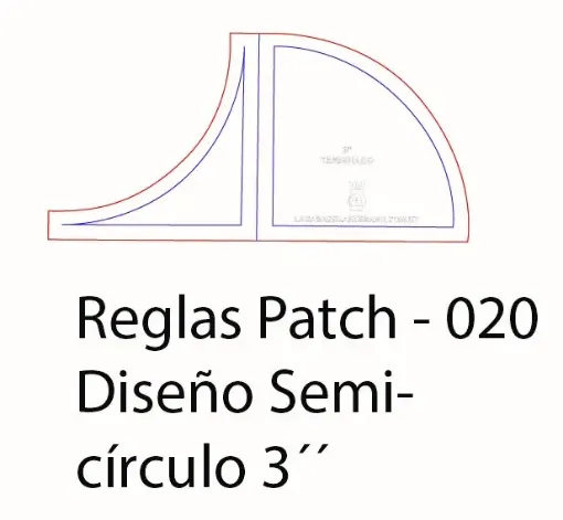 Imagen de Regla para Patchwork nro020 de acrilico quilting ruler LA CASA DEL ARTESANO modelo semicirculo para 3" 18*9cms. terminado
