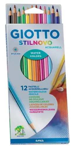 Imagen de Lapices de color acuarelables "GIOTTO" STILNOVO AQCUARELL en caja de 12 colores