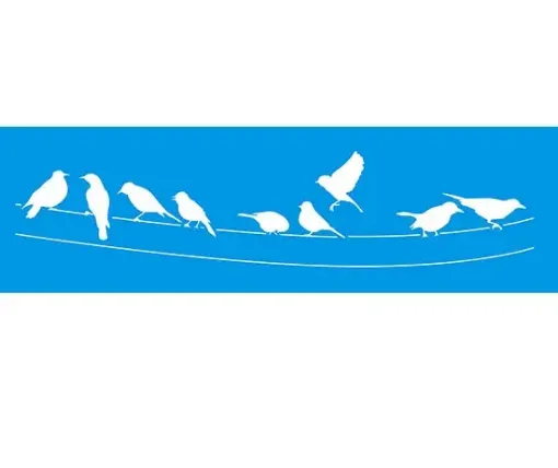 Imagen de Stencil marca "LITOARTE" 8 x28cms. cod. STE-235 Pajaritos cuerda