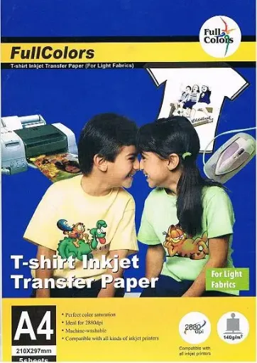 Imagen de Papel transferible imprimible para tela textiles claros OMEGA A4 paquete de 5 unidades