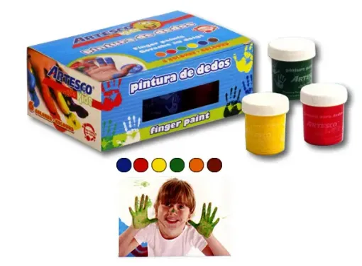 Imagen de Pintura para dedos dactilopintura "ARTESCO" en caja set de 6 colores vivos