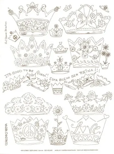 Imagen de Calco vitrificable para pintura sobre porcelana 35*25cms. diseño "coronas reina" 