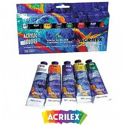 Imagen de Set de pintura acrilica 8 Acrilicos en pomo de 20ml "ACRILEX" en caja 